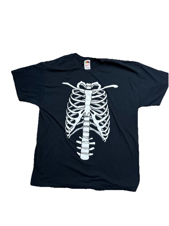 Fruit of the Loom Other - Vintage Skeleton Chest Shirt Black Faded Anatomy Bones Glow In Dark 90s Misfits